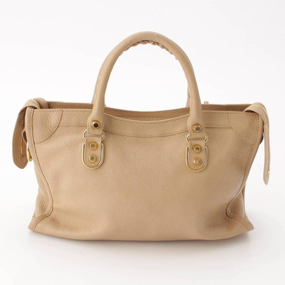 Balenciaga Metal City Leather Handbag Beige - Picture 4 of 8